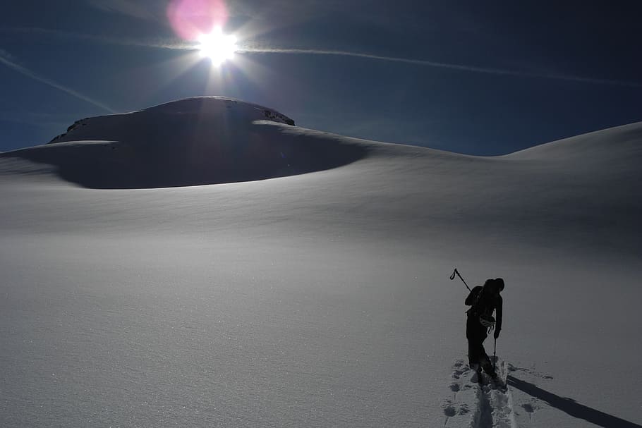 winter, wintry, deep snow, winter idyll, cold, backcountry skiiing HD wallpaper