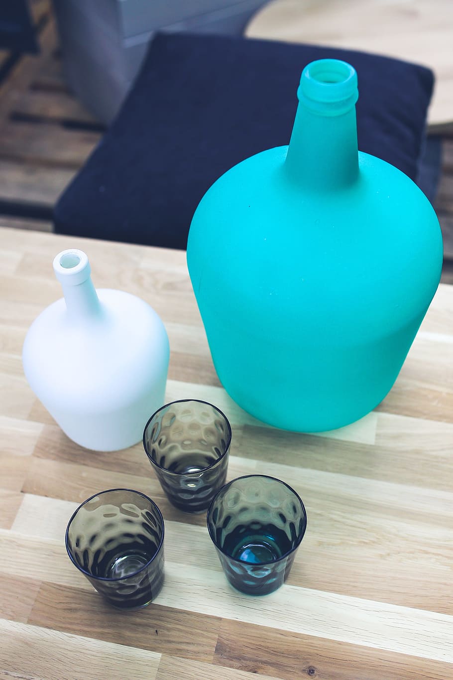 Bottle, White, Turquoise, big, blue, glass, glasses, drink HD wallpaper