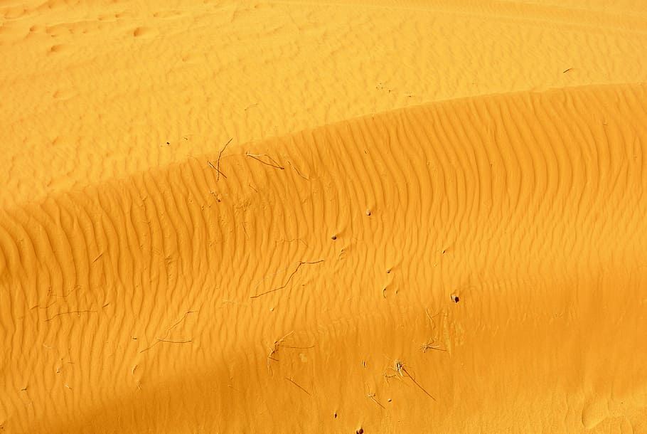 orange sand, bird's-eye view of desert, dune, yellow, pattern HD wallpaper