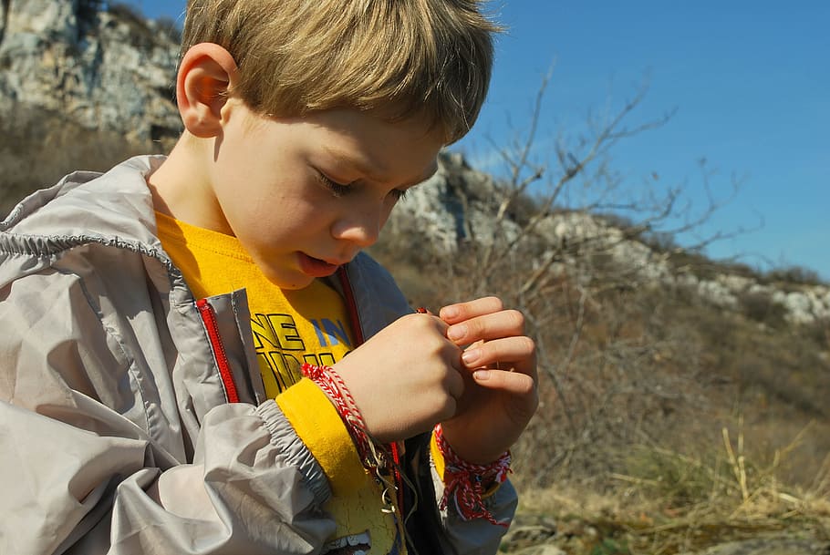 Boy, Ladybug, Learning, Nature, observe, happy, outside, exploring HD wallpaper