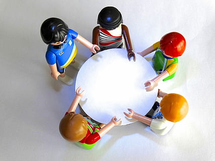 five Lego people on table mini figs, playmobil, figures, session HD wallpaper
