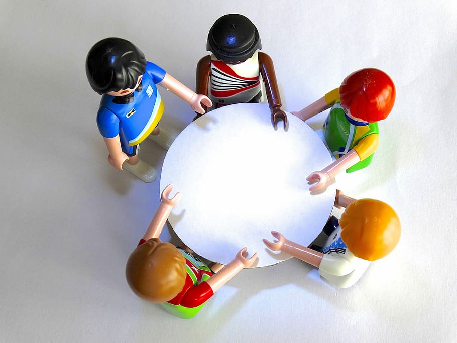 five Lego people on table mini figs, playmobil, figures, session HD wallpaper