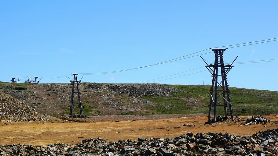 mine, copper, copper mine, storwartz, cableway, mining complex HD wallpaper
