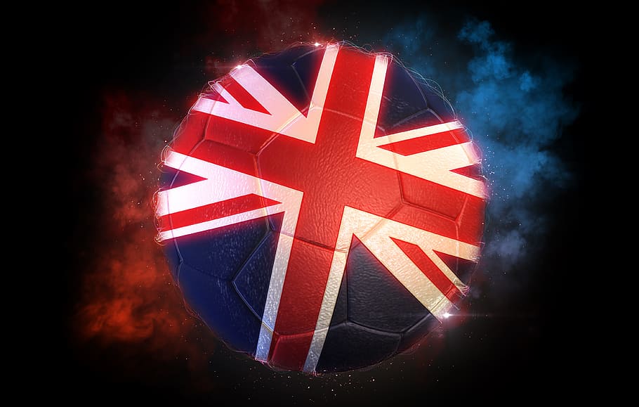 UK ball, soccer, sport, flag, football, soccer ball, world cup, HD wallpaper
