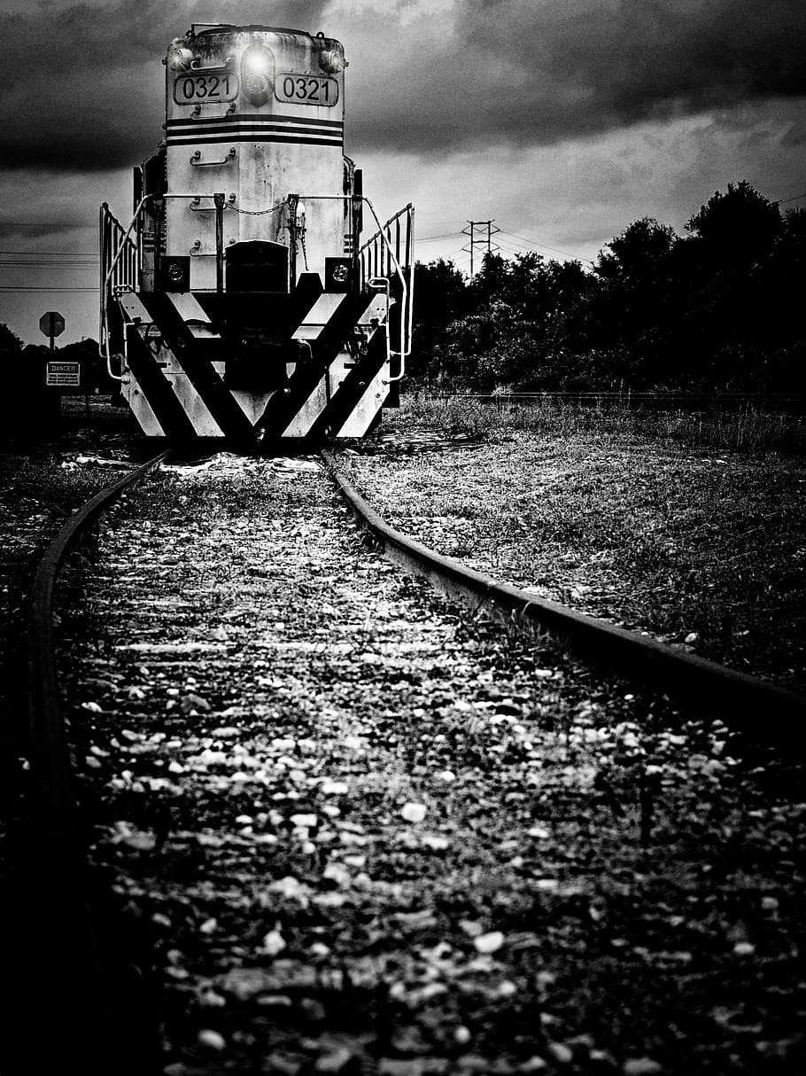 Train, Engine, Tracks, Railroad, Rails, railway, black, white HD wallpaper