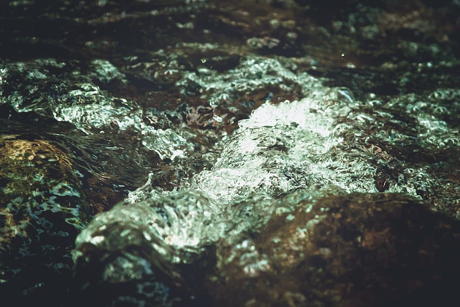 river, water, stream, no people, rock, selective focus, solid HD wallpaper