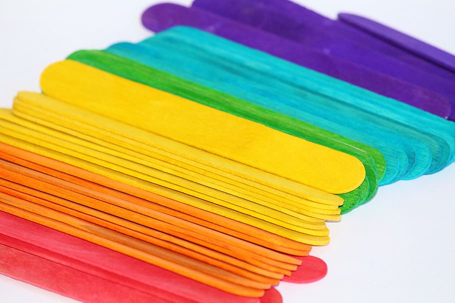 assorted-color wooden stick lot, spatula, colorful, colored HD wallpaper