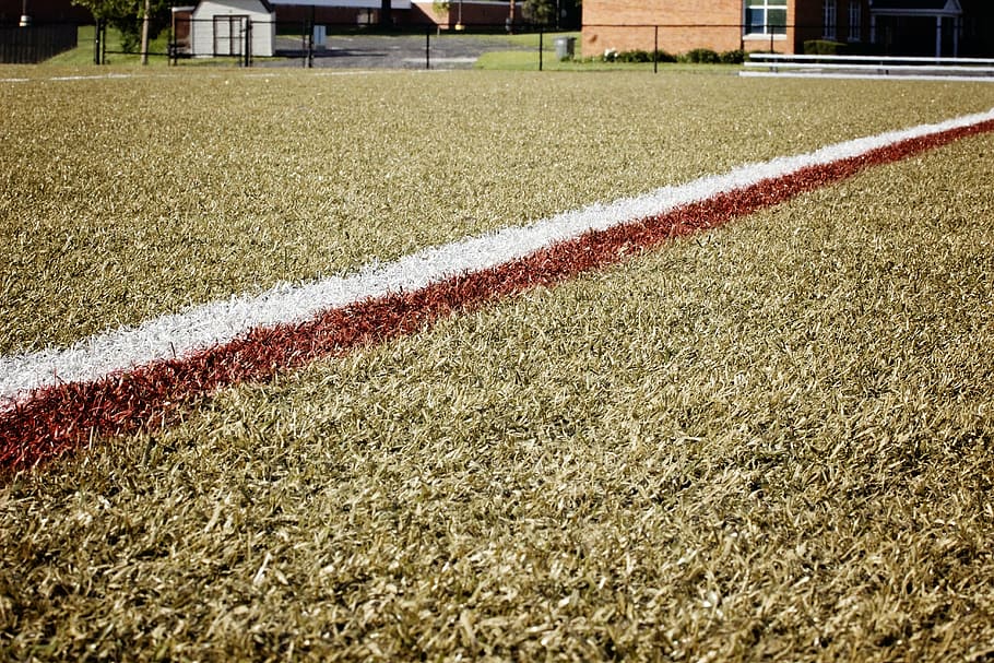 turf, lines, field, day, grass, land, no people, nature, soccer field HD wallpaper
