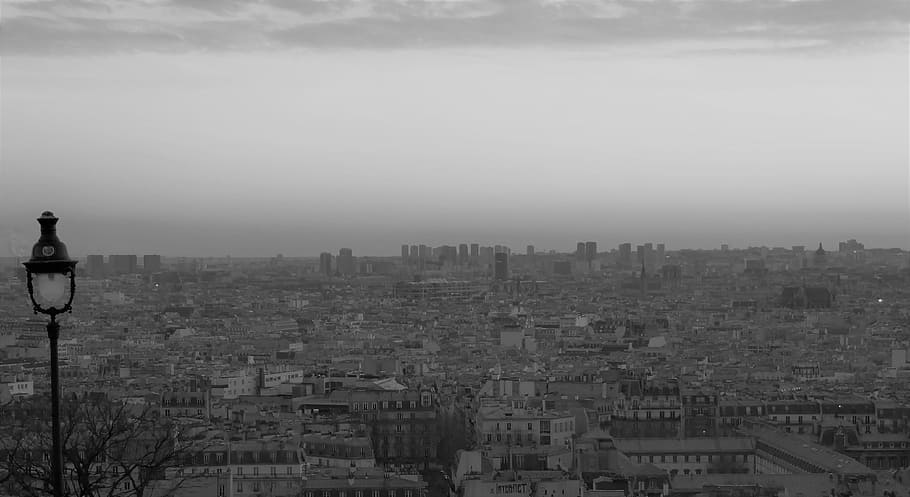 paris, evening, lights, twilight, light reflections, roofs HD wallpaper