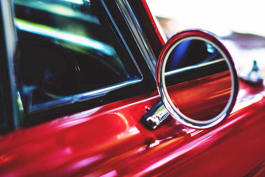 Closeup shot of car wing mirror, various, vintage Car, land Vehicle HD wallpaper