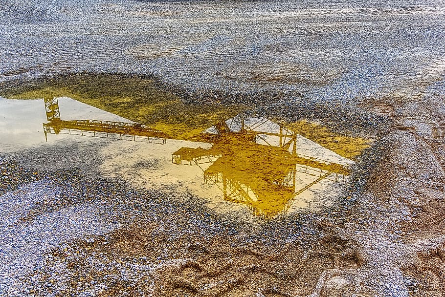 mirroring, reflect, puddle, water, wet, kieswerk, open pit mining HD wallpaper