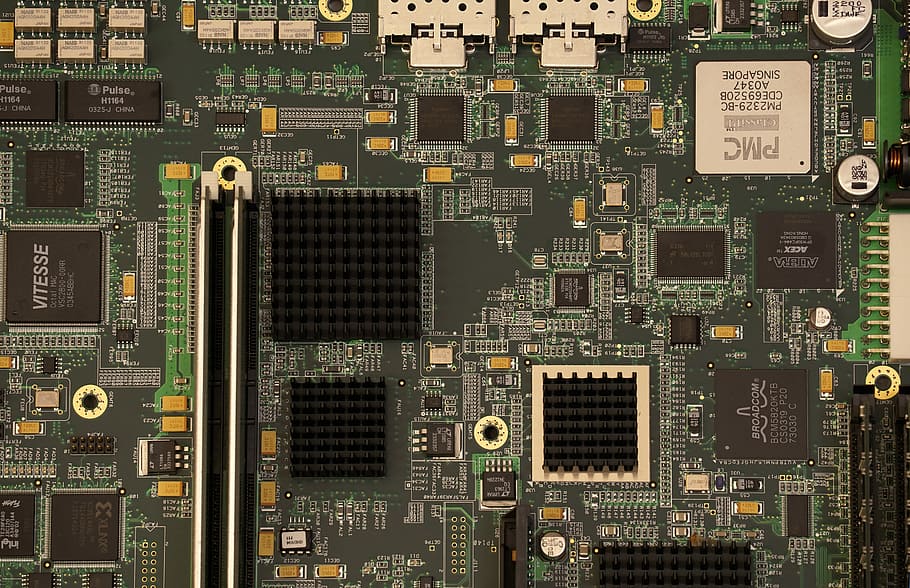 closeup photography of green and black computer motherboard, green computer motherboard HD wallpaper