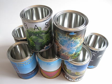 cans, tin, gift, glance, metal, stacks, pile up, sheet, container HD wallpaper