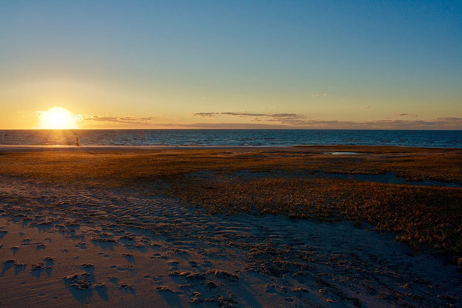 Sunset, Water, Nature, Sky, Sea, Beach, landscape, sunlight HD wallpaper