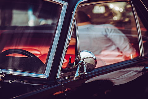 closed car door, man standing near black car, reflection, window HD wallpaper