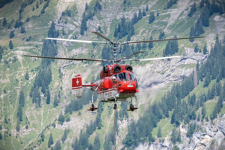 helicopter, logging, work, alpine, kamov, mountain, mountain range HD wallpaper