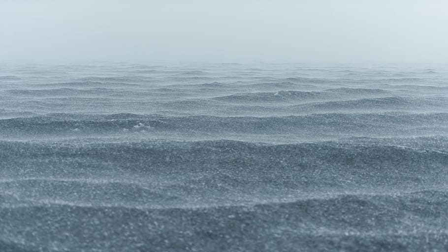 gray, sand, soil, dunes, waves, haze, sea, water, beauty in nature HD wallpaper