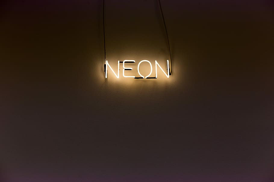 turned on white neon LED signage, lights, wall, dark, illuminated, HD wallpaper