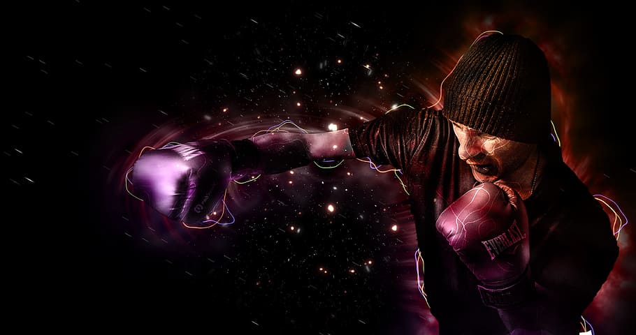 illustration of a boxer, punch, sport, fighter, exercise, boxing, HD wallpaper