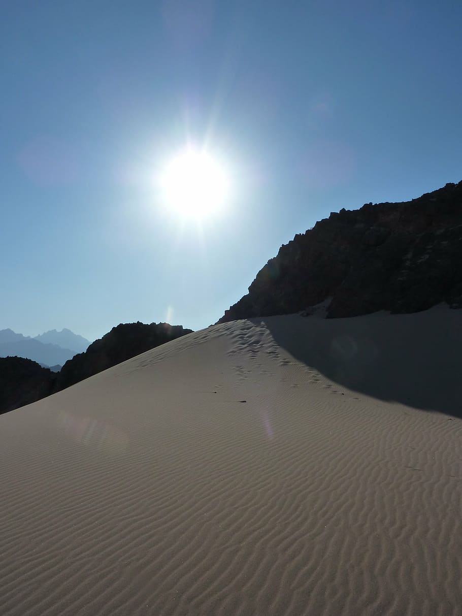 desert, egypt, sun, sand, dune, nature, sand Dune, mountain HD wallpaper