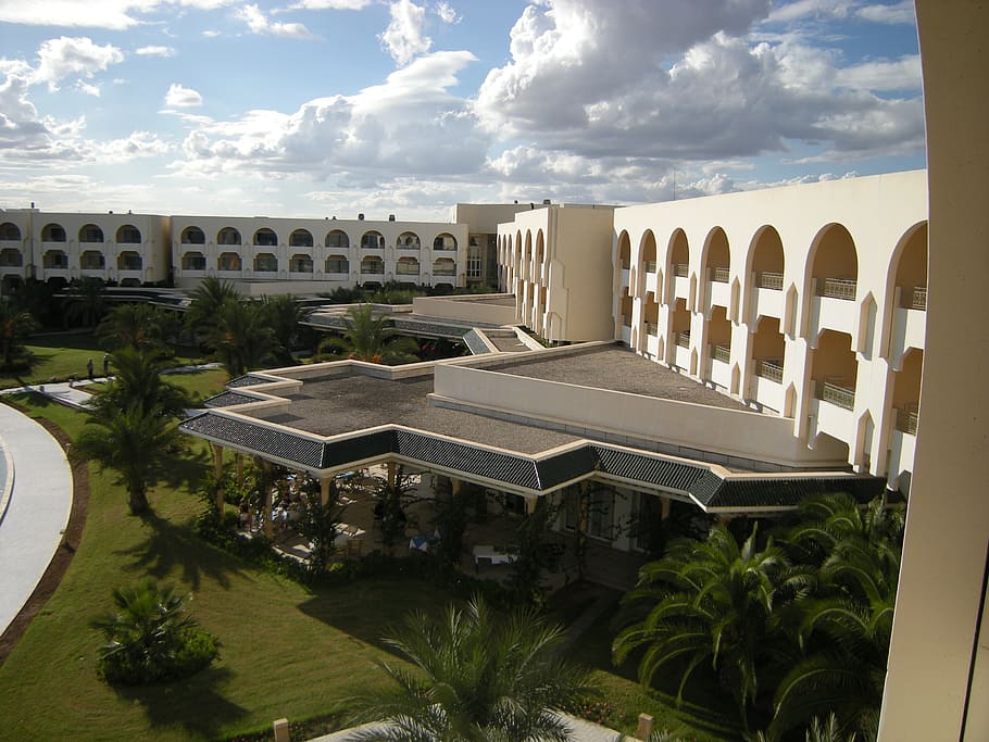 tunisia, hotel, sousse, architecture, cloud - sky, built structure HD wallpaper