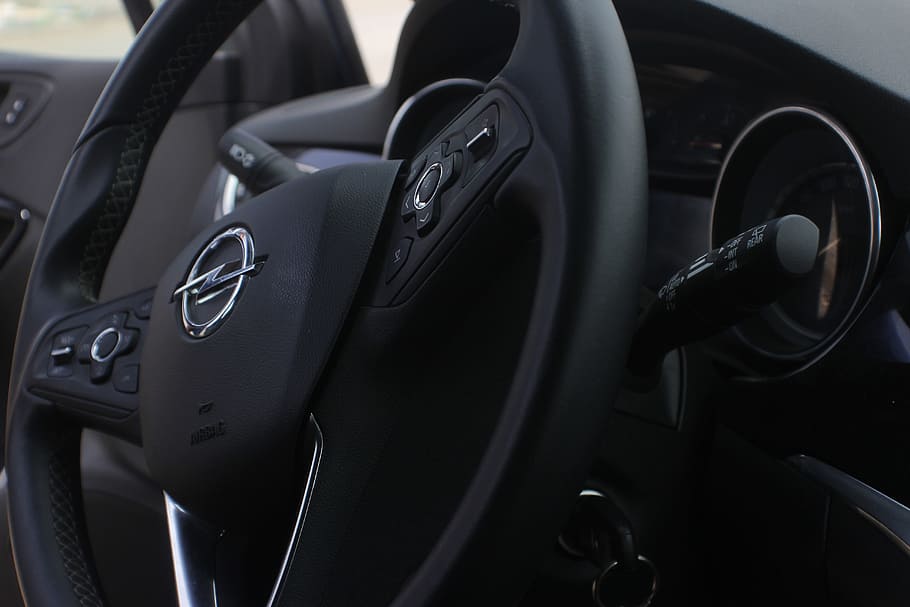 black Opel steering wheel, car, machine, engines, auto, road HD wallpaper