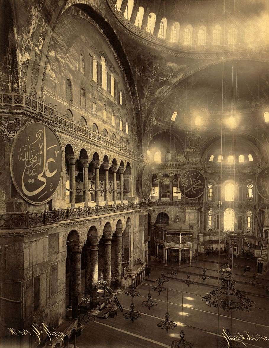 The Hagia Sophia as a Mosque in 1900 in Istanbul, Turkey, photos, HD wallpaper