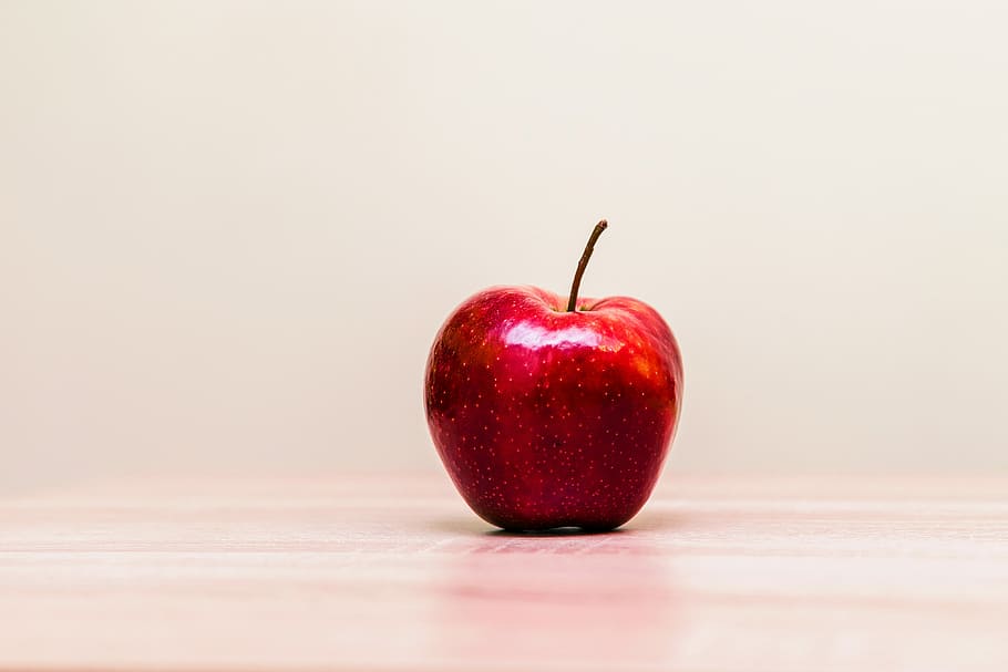 Red apple, fruit, healthy, minimal, minimalistic, simple, simplistic, HD wallpaper