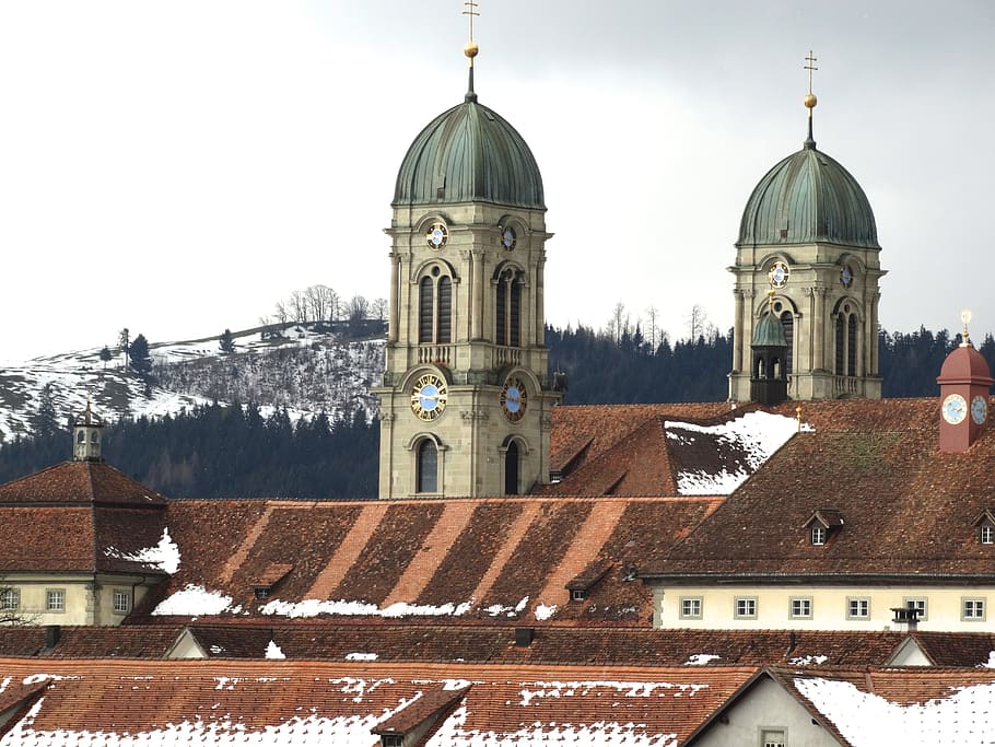 Monastery, Einsiedeln, Catholic, hermitage, architecture, dome HD wallpaper