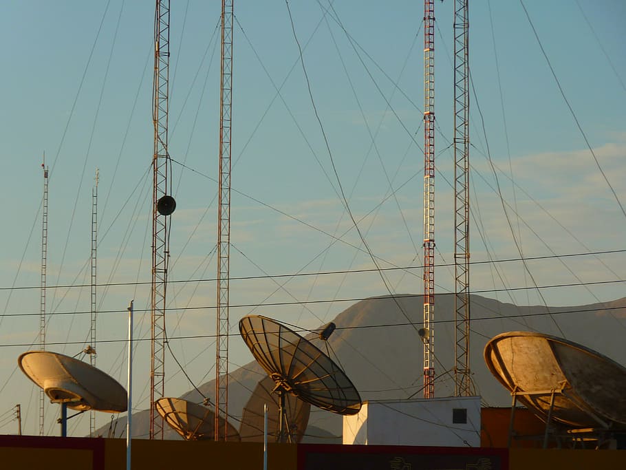 satellite dishes, radio, antenna, watch tv, antenna mast, technology, HD wallpaper