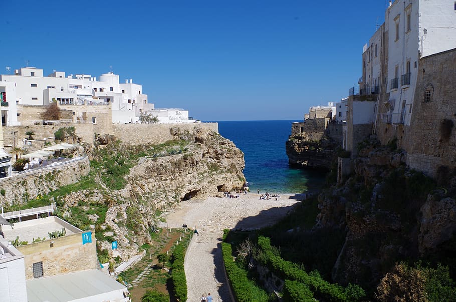 Polignano, Puglia, Sea, Cliff, Italy, costa, country, south, HD wallpaper