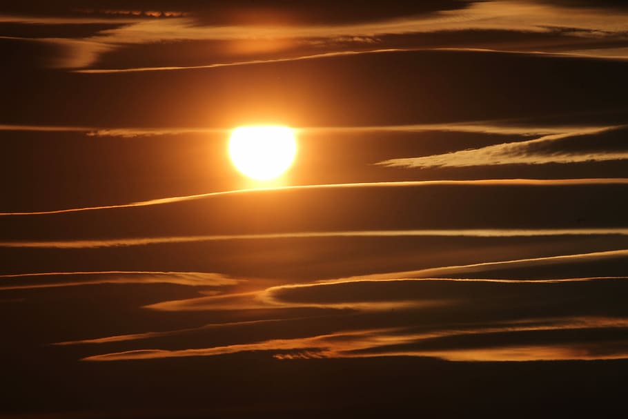 sunset, photo of sunset, sunrise, moon, landscape, sky, nature HD wallpaper