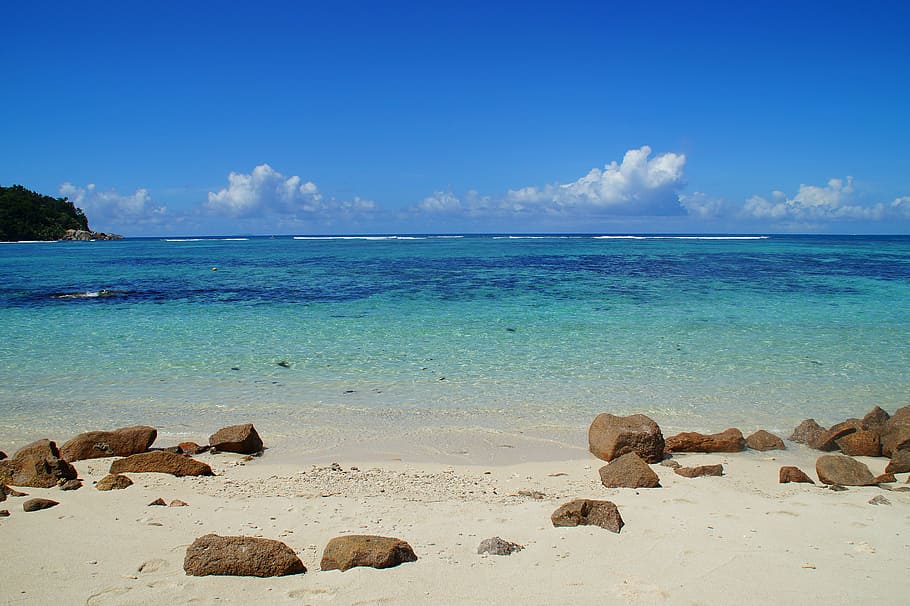 brown rocks on seashore during daytime, Sea, Beach, Ocean, Sand HD wallpaper