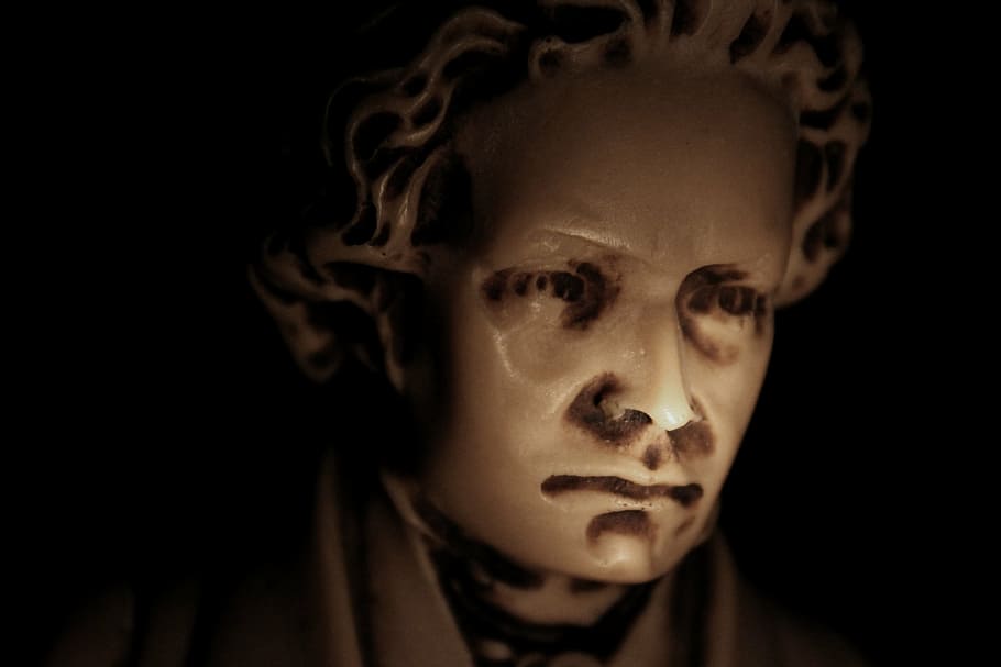 male ceramic head bust, beethoven, musician, photography, classical music, HD wallpaper