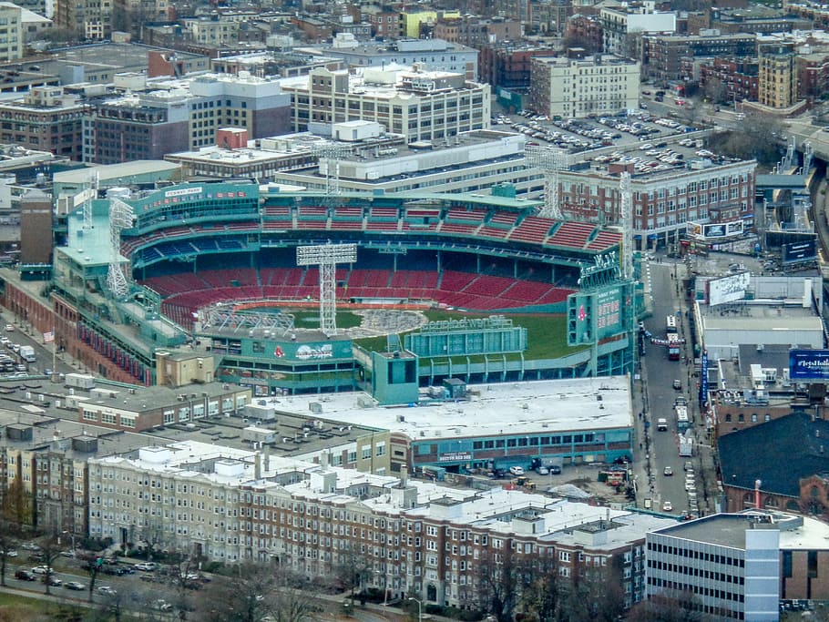 top view of Baseball stadium, fenway park, boston, massachusetts