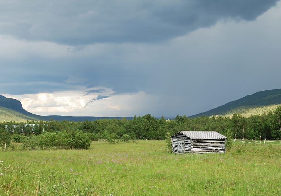 Mountain, Thundercloud, Bed, kittelfjäll, barn, swedish summer HD wallpaper
