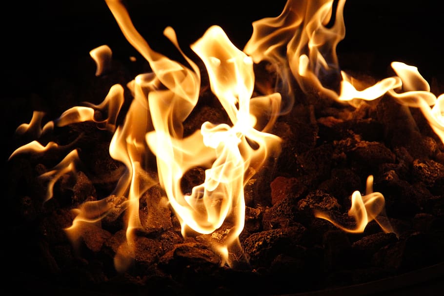 fire, burning, night, night fire, flame, fire - natural phenomenon HD wallpaper