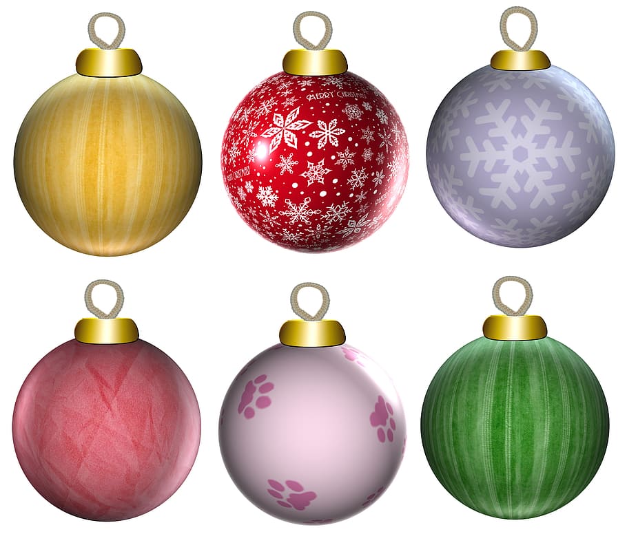 assorted baubles illustration, christmas, ornament, balls, holiday HD wallpaper