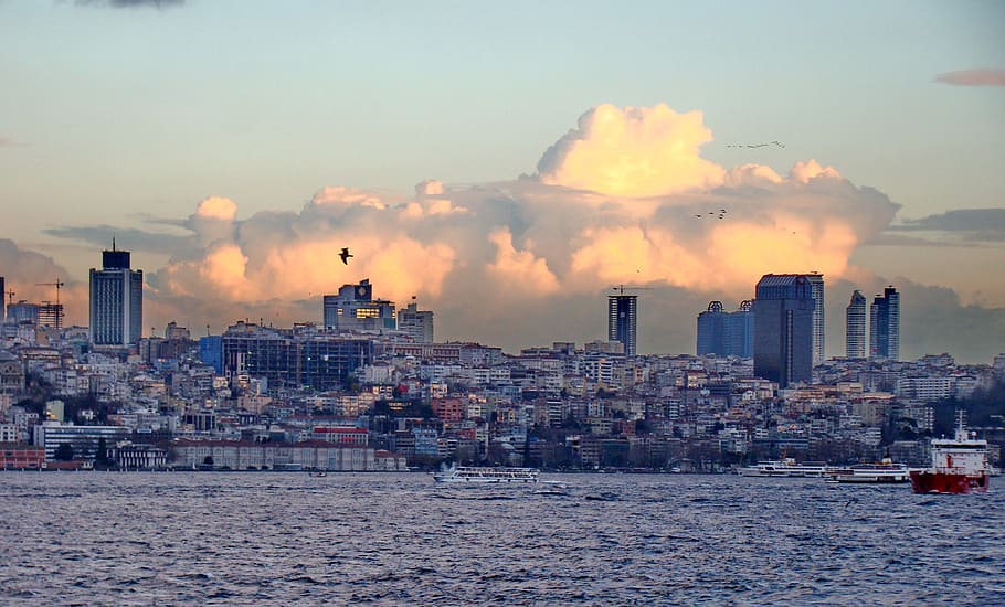 turkey, bosphorus, strait, istanbul, bridge, channel, ship HD wallpaper