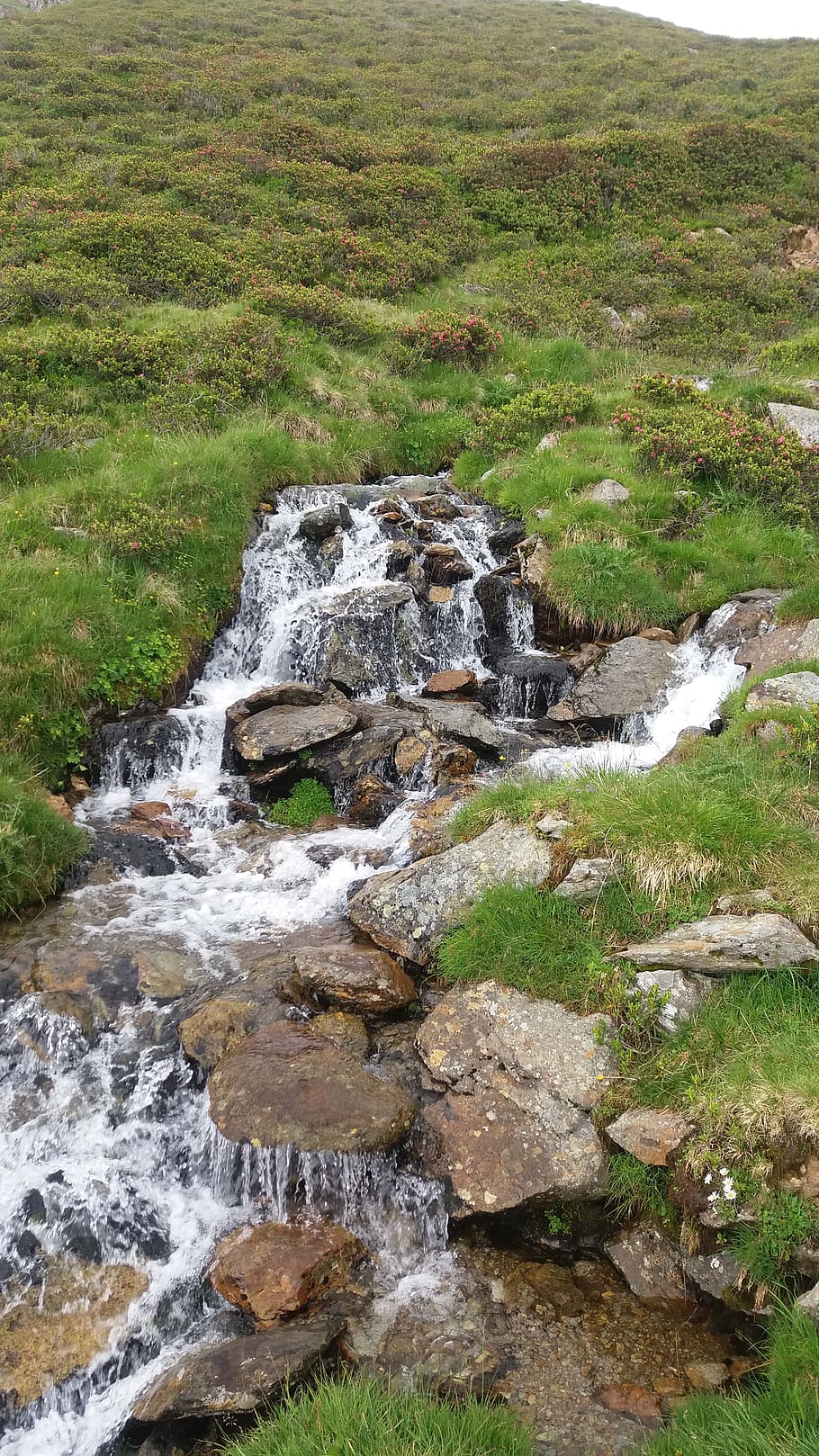 waterfall, vacations, south tyrol, mountains, motion, rock HD wallpaper