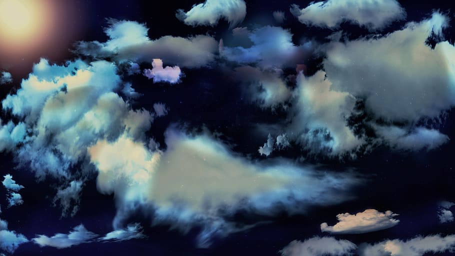 night, sky, romantic, clouds, cloud - sky, space, nature, no people HD wallpaper
