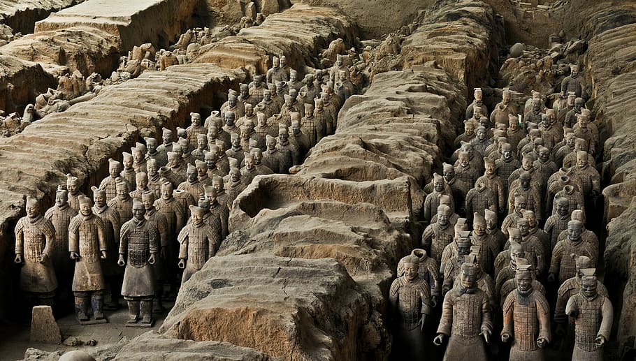 Terracotta Army, china, xi'an, soldier, statue, buried, history, HD wallpaper