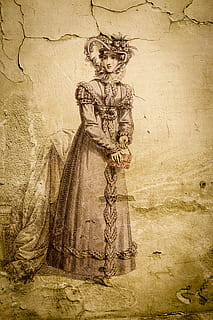 illustration of woman in gray dress, Lady, Victorian, Wall HD wallpaper