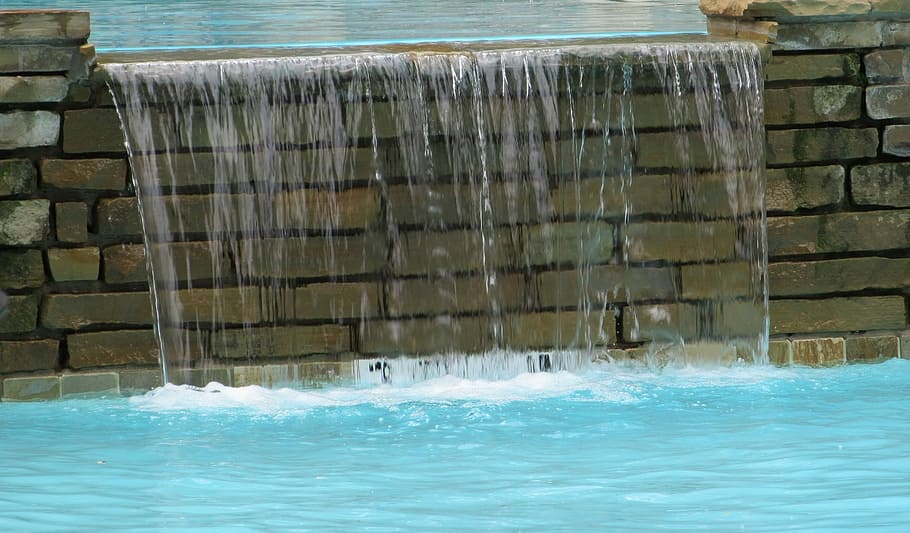 Waterfall, Stone, Brick, Wet, beauty, flow, falling, day, waterfront HD wallpaper