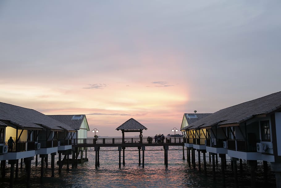 dickson, sunset, melaka, malaysia, evening, pier, sea, take HD wallpaper