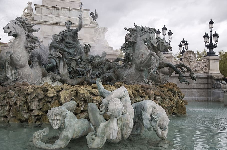 statue, sculpture, art, travel, art and craft, water, representation HD wallpaper