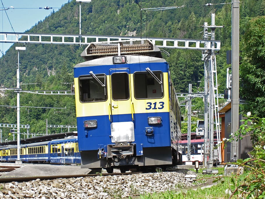 rail- cars, the bernese oberland railway, exit interlaken ost, HD wallpaper