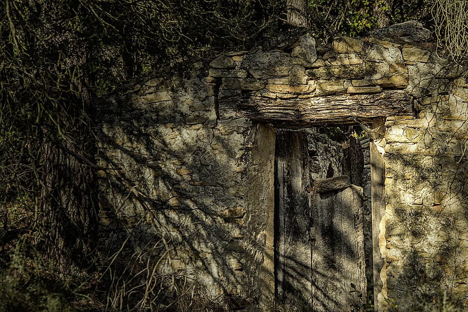 concrete house, Cabin, Old, Agricultural, Forest, mysterious HD wallpaper