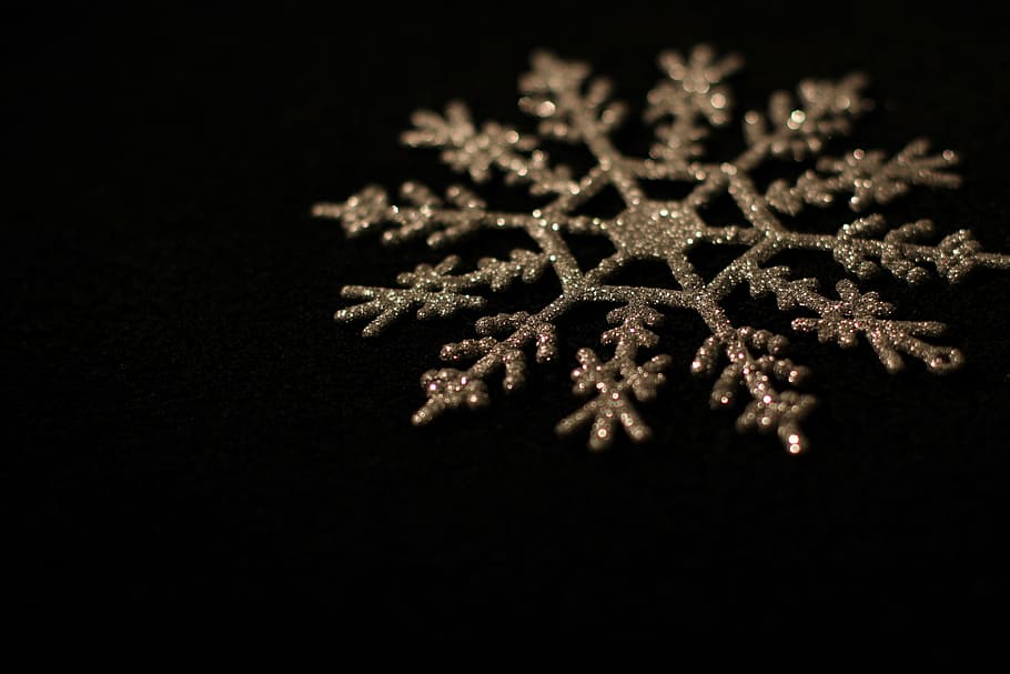 gold-colored snowflake decor, black, christmas, star, advent HD wallpaper