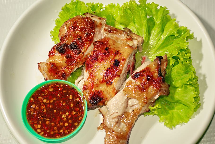 chicken, grilled, food, hot, cook, grilling, food and drink HD wallpaper